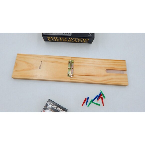 Cardinal Cribbage Board Set Solid Wood 3 Player Folding Track Deck Cards - Picture 6 of 9